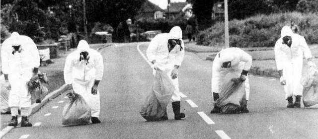 The clean up operation after the fire in 1983