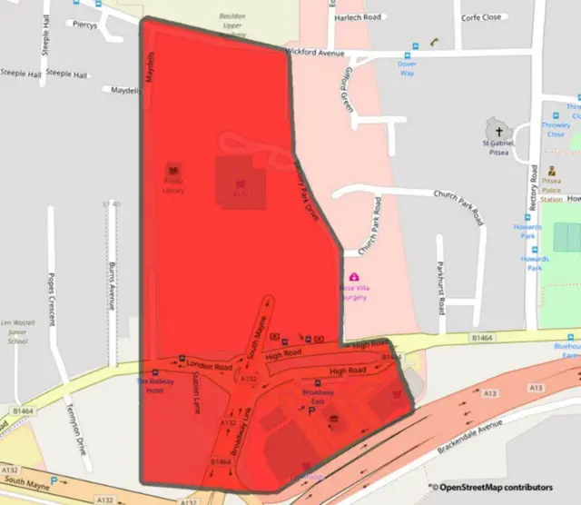 Map of the dispersal area as set out by police