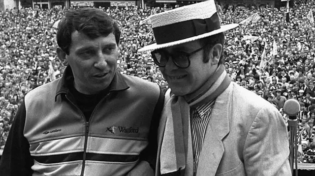 Graham Taylor with former Watford chairman Elton John