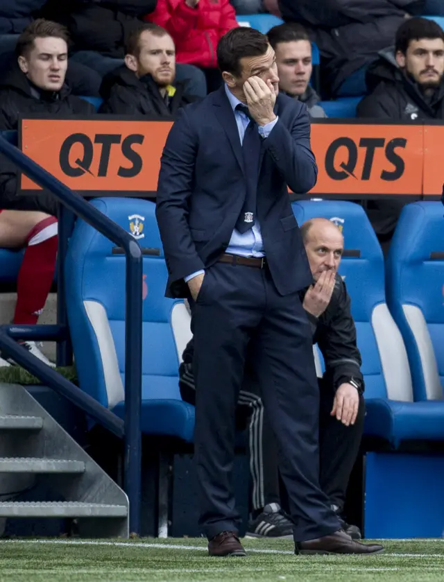 Kilmarnock caretaker manager Lee McCulloch looks disappointed