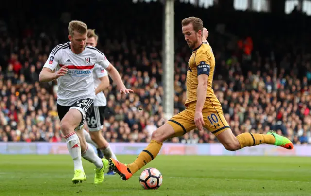 Harry Kane of Tottenham Hotspur shoots