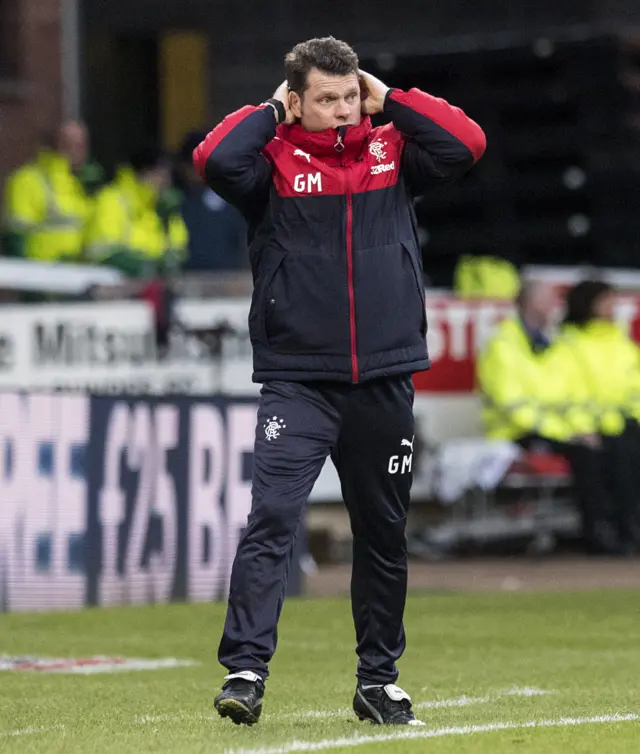 Rangers caretaker Graeme Murty looks frustrated on the sidelines