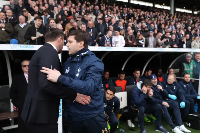 Slavisa Jokanovic and Tottenham manager Mauricio Pochettino