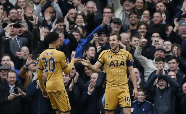 Kane celebrates scoring