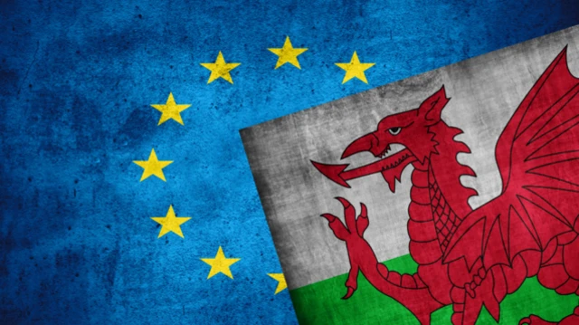 EU and Wales flags