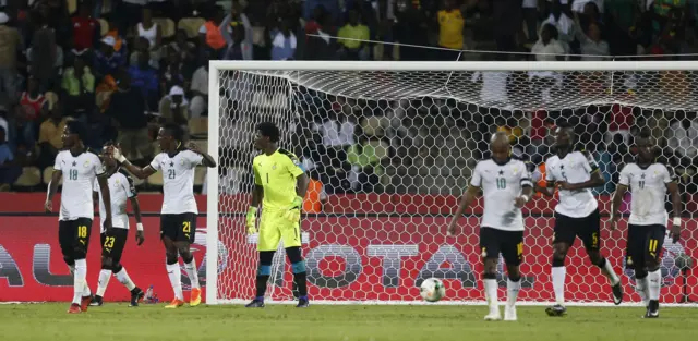 Ghana players react