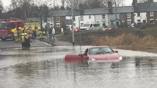 Car in flood water