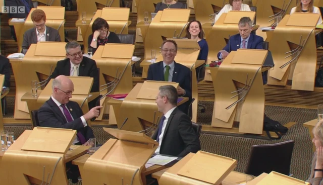 Former Finance Secretary John Swinney and current Finance Secretary Derek Mackay