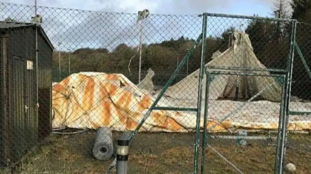 Collapsed tennis dome