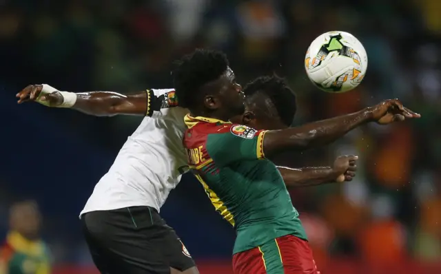 Cameroon"s Robert Ndip Tambe in action