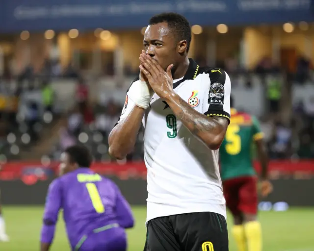 Jordan Ayew of Ghana dejected after missing a chance