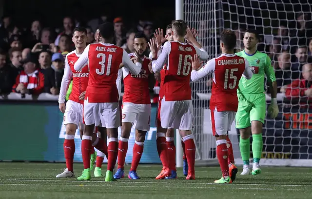 Theo Walcott celebrates