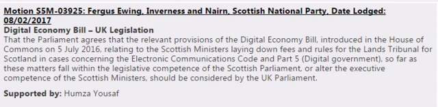 Digital Economy Bill legislative consent motion