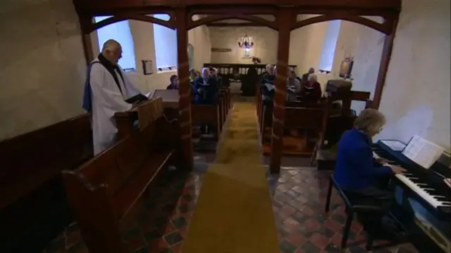 Inside Myndtown Church near Bishops Castle.