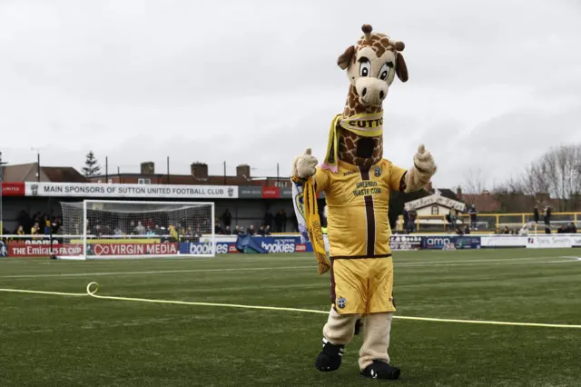 Sutton's mascot on the pitch before the game