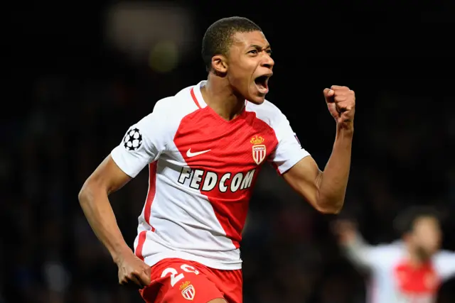 Kylian Mbappe celebrates