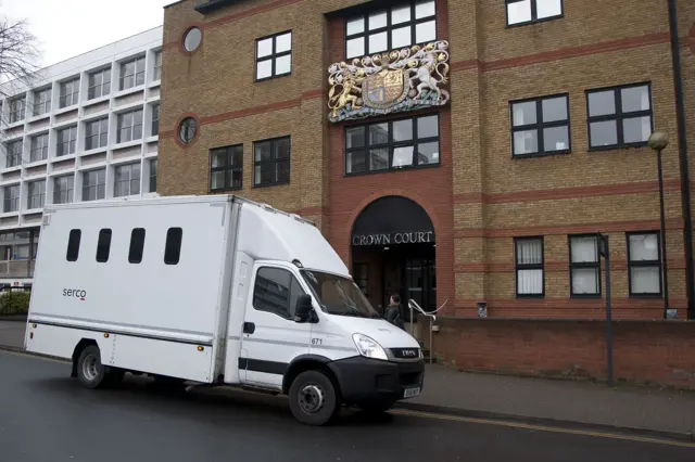 Prison van arrives at court