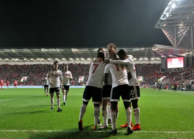 Fulham celebrate their second goal