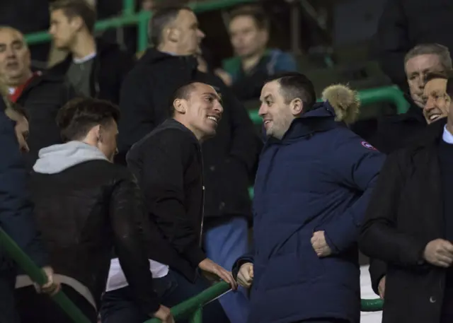 Scott Brown attends Hibernian v Hearts