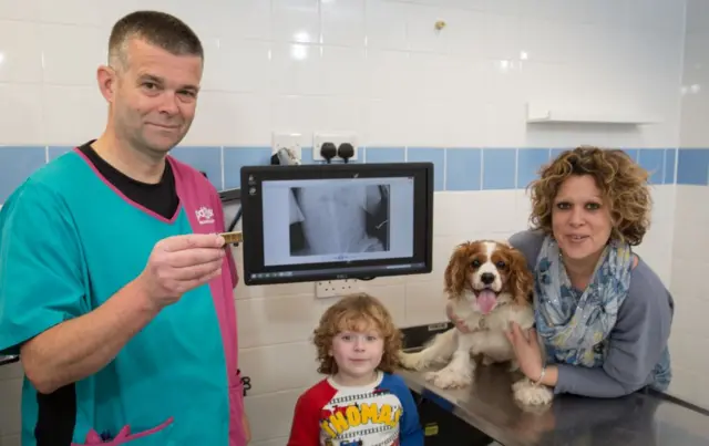 Vet, train and Cyril the dog. Pic: PDSA