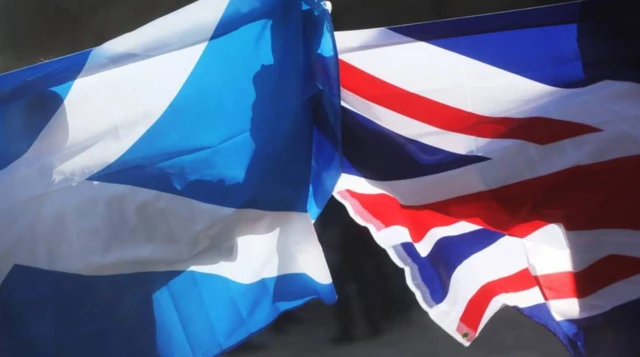 Saltire and UK flags