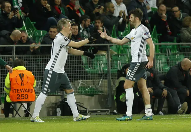 Michael Carrick makes way for Bastian Schweinsteiger