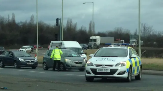 Police directing traffic