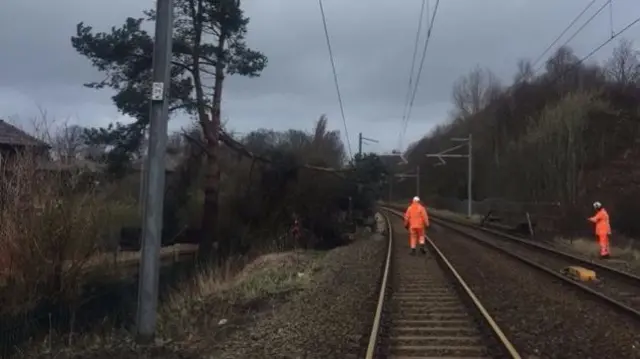 Workmen on tracks