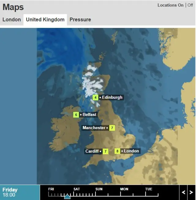 BBC Weather map