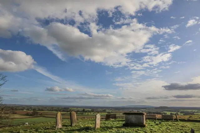 Bredon Hill from Hanbury Churchyard.