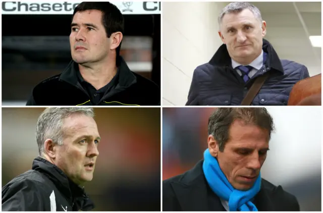 
          Nigel Clough (top, left) Tony Mowbray, Paul Lambert and Gianfranco Zola (bottom, right)
        