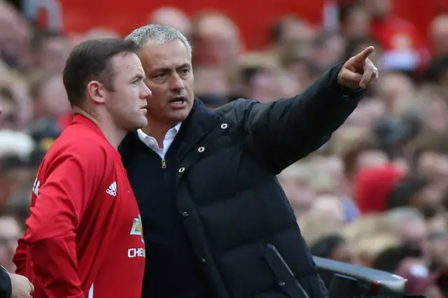 Wayne Rooney (left) and Jose Mourinho