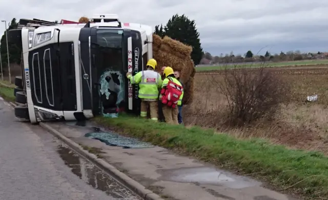 lorry on side