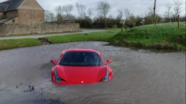 Red Ferrai flooded