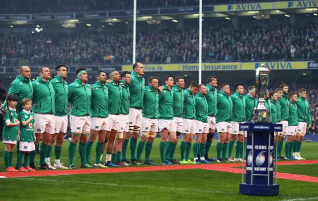 Ireland players lined up