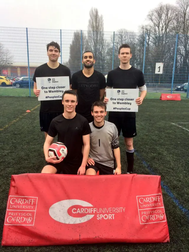 
          Borussia Teeth celebrate getting through to the semi-finals of the FA People's Cup
        