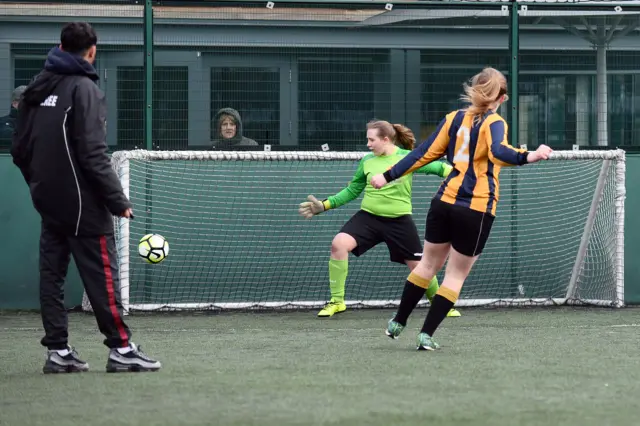 Thatcham Tornadoes and Tower Hill goal.