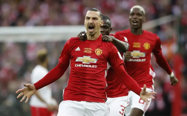 Zlatan celebrates