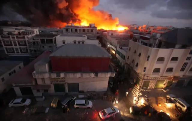 Bakara market fire, Mogadishu, Somalia