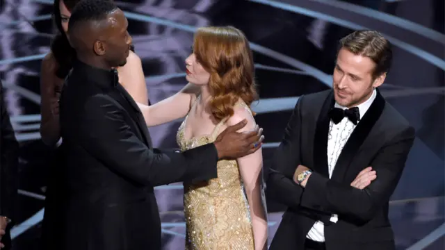 Mahershala Ali, Emma Stone and Ryan Gosling