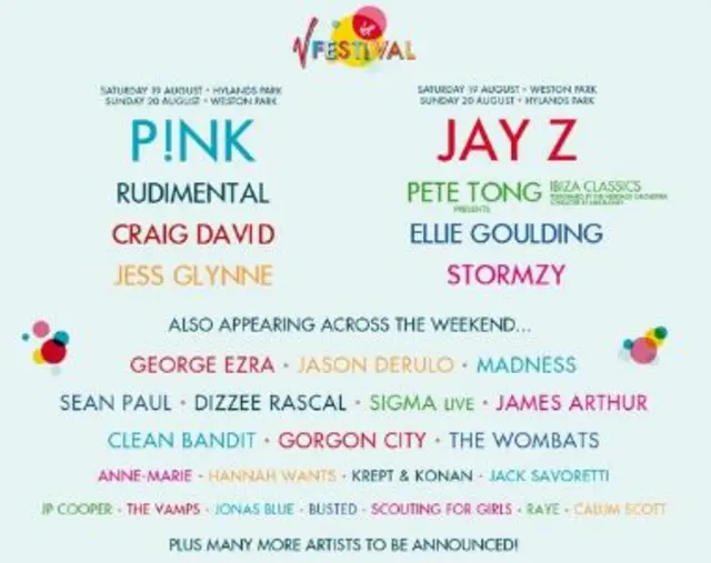 V Festival line-up