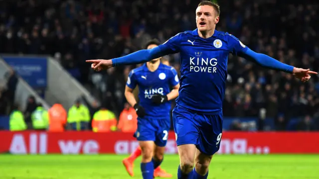 Jamie Vardy celebrates