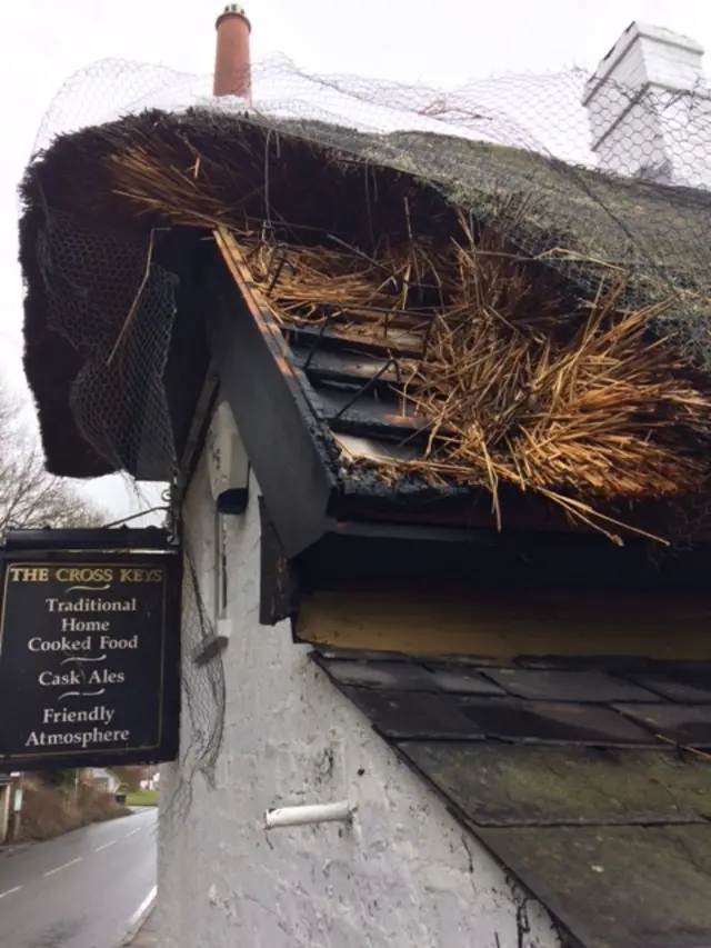 Cross Keys thatch fire