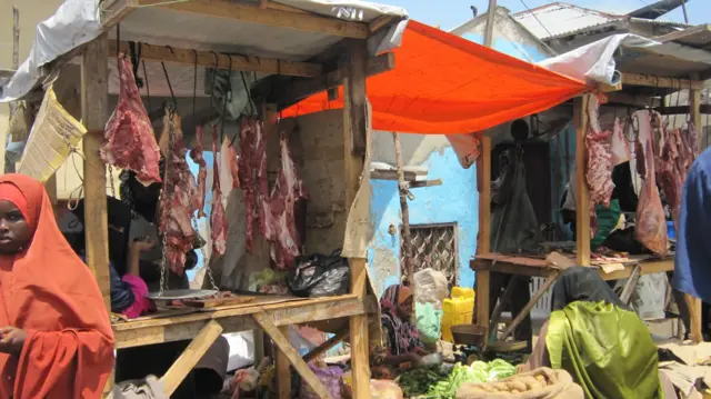 Meat stalls at Bakara market