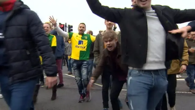 Norwich fans cheering