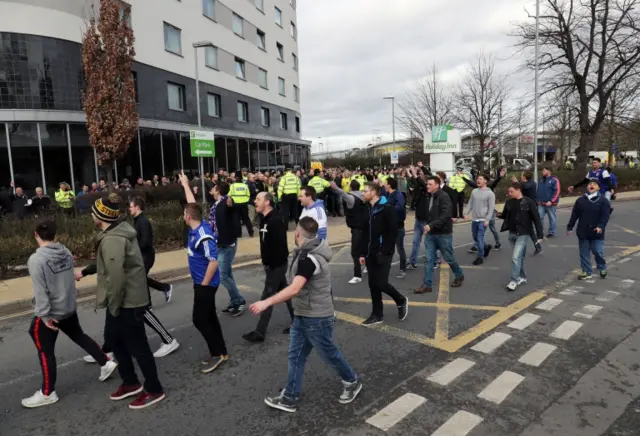 Ipswich fans outside Carrow Road