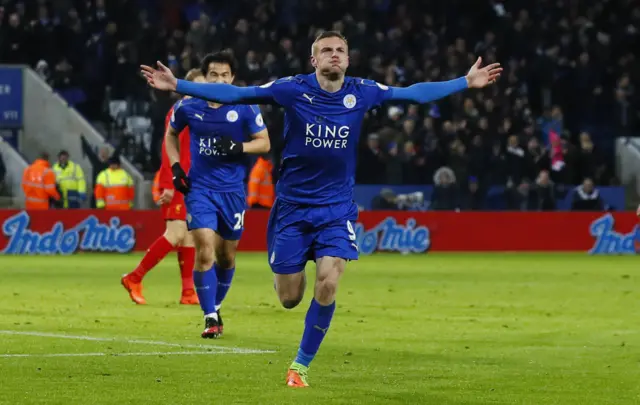 Jamie Vardy celebrates