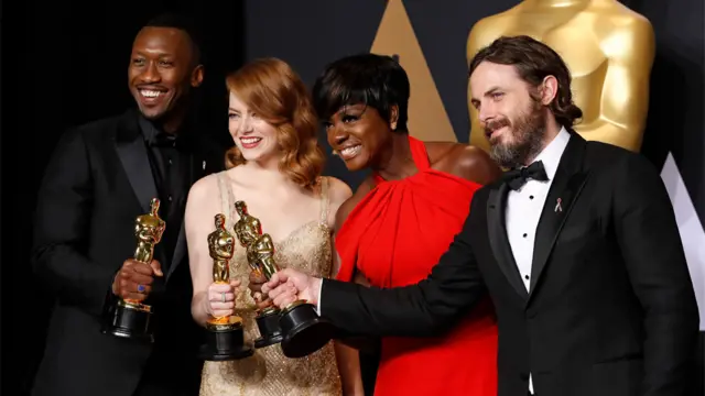 Mahershala Ali, Emma Stone, Viola David and Casey Affleck