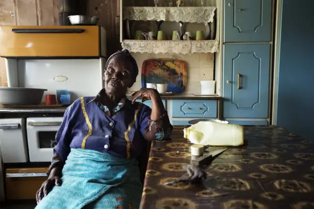 A elderly woman in South Africa