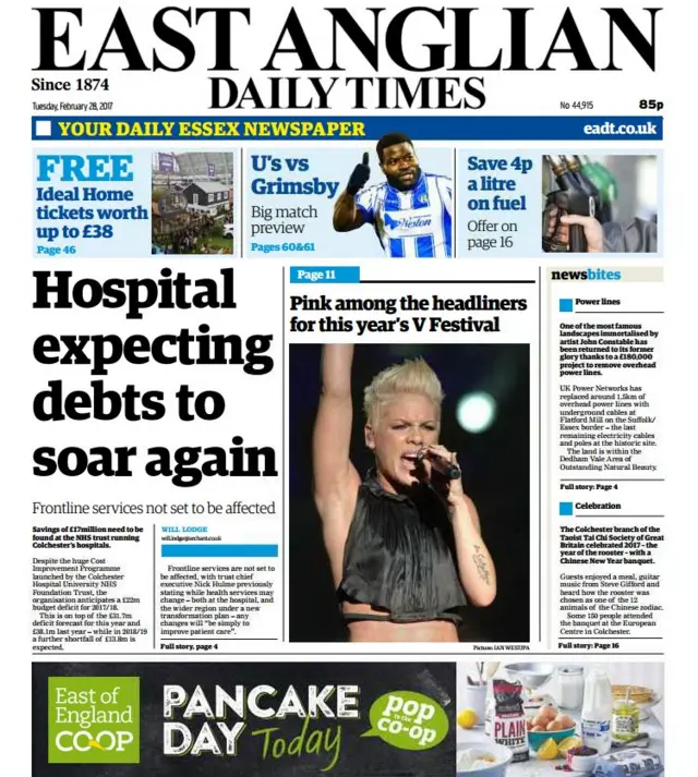 East Anglian Daily Times front page